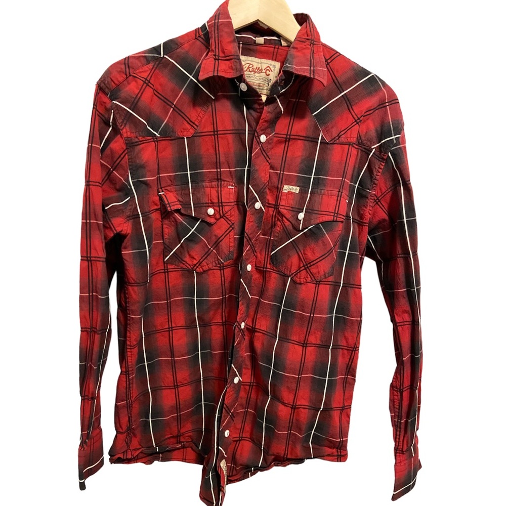 Rafter C Western Cut snap front plaid size large EUC.